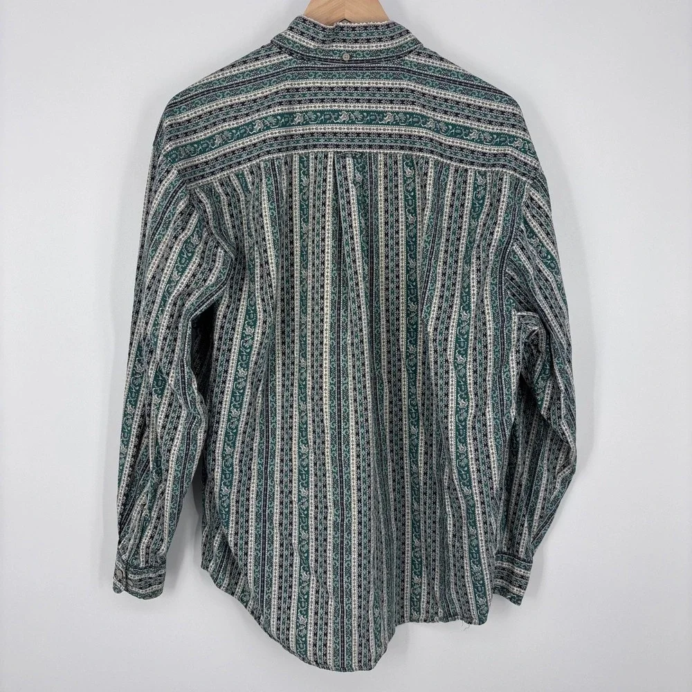 Vintage 90s Banana Republic Southwestern Tribal Shirt Mens L Green Aztec Western